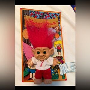 Vintage 1990s Russ Forest Troll Red Hair Red Pants Original Carded